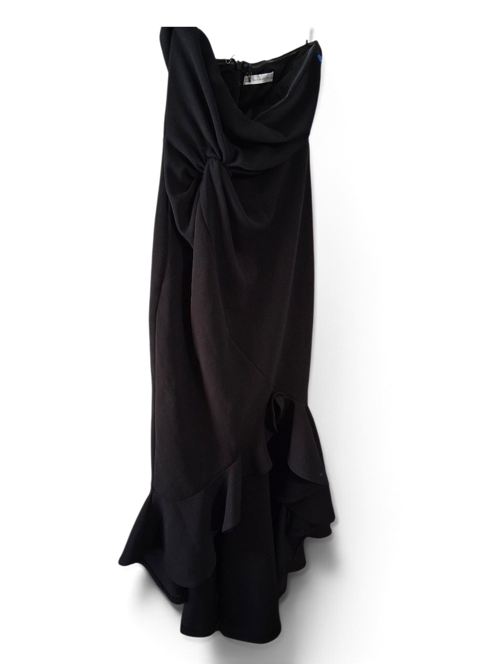 Black Asymmetric Ruffle Midi Dress - Women's